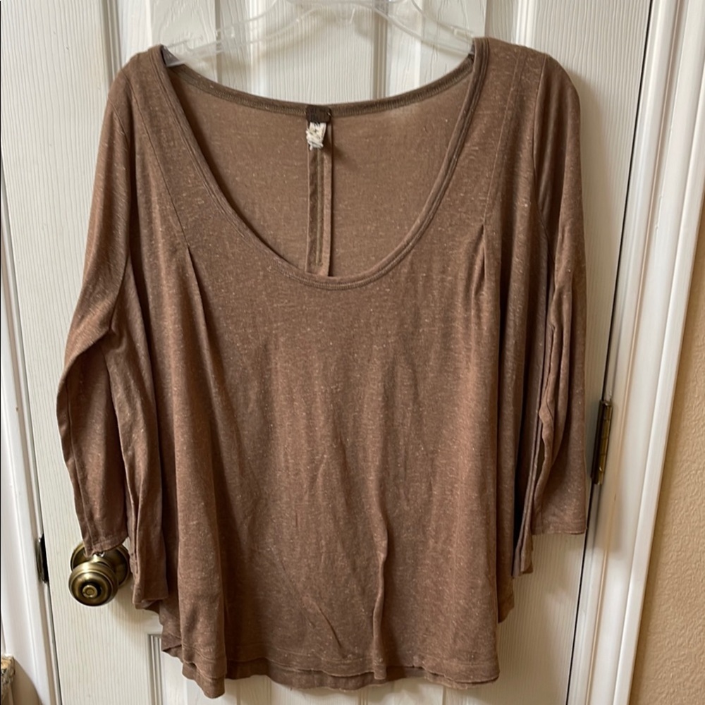 We The Free Brown 3/4 Sleeve Ribbed Tunic